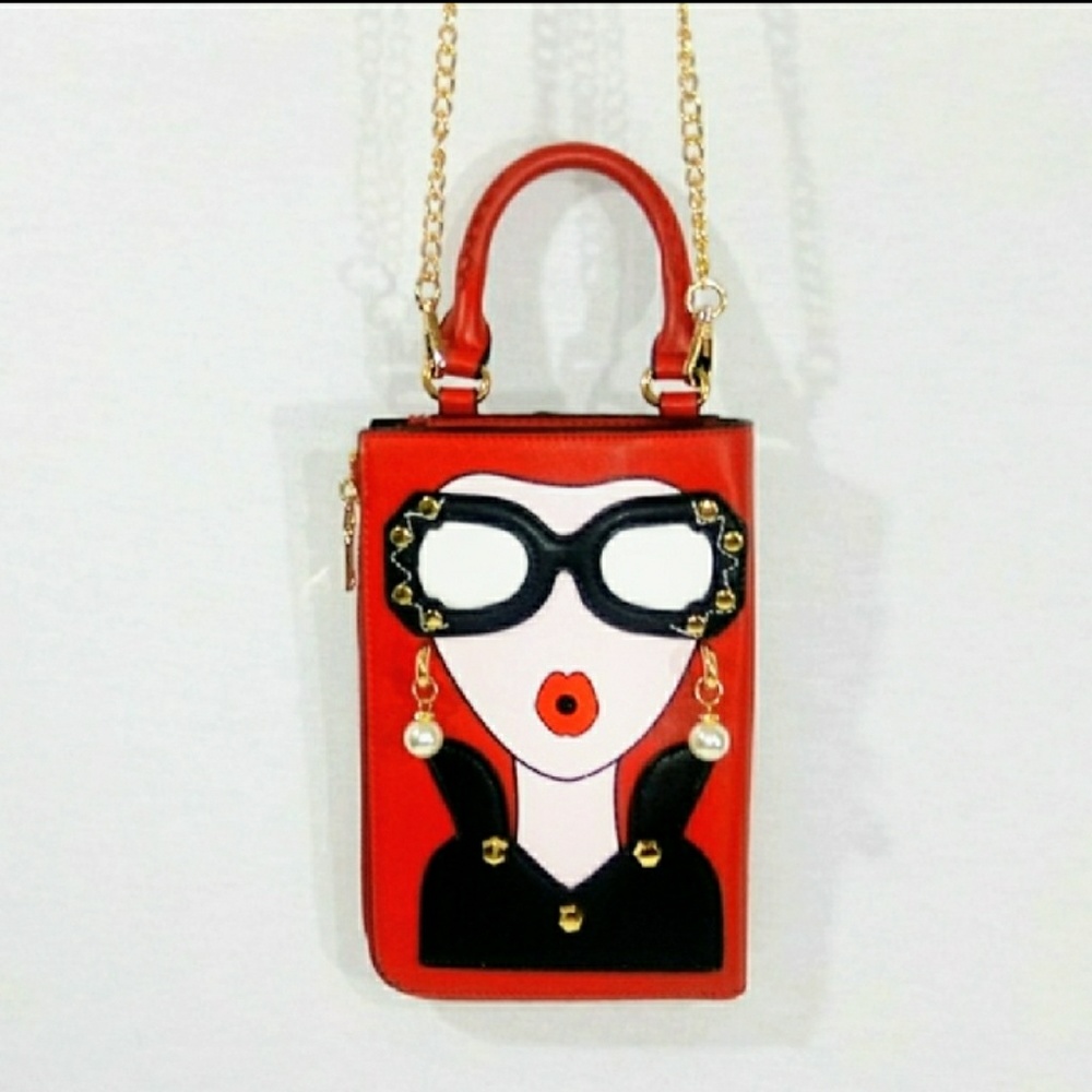 Lovely Face Women Purse with Real Dangling Earring